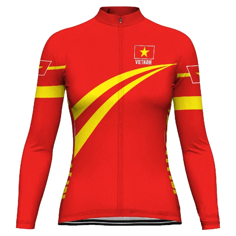 Vietnam Long Sleeve Cycling Jersey for Women Geometric Jersey Top