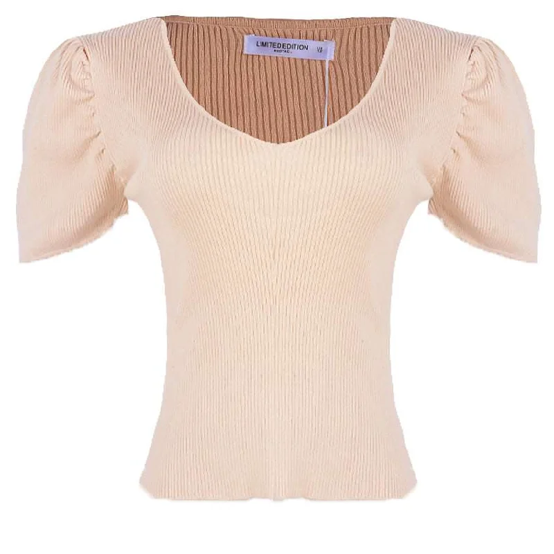 REDTAG Beige Formal Jersey Tops for Women Affordable Jersey Tee