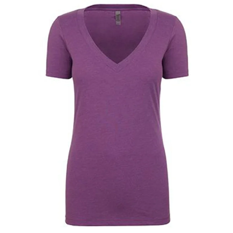 Next Level Women's Purple Berry CVC Deep V Tee Boxy Fit Fitted Loose