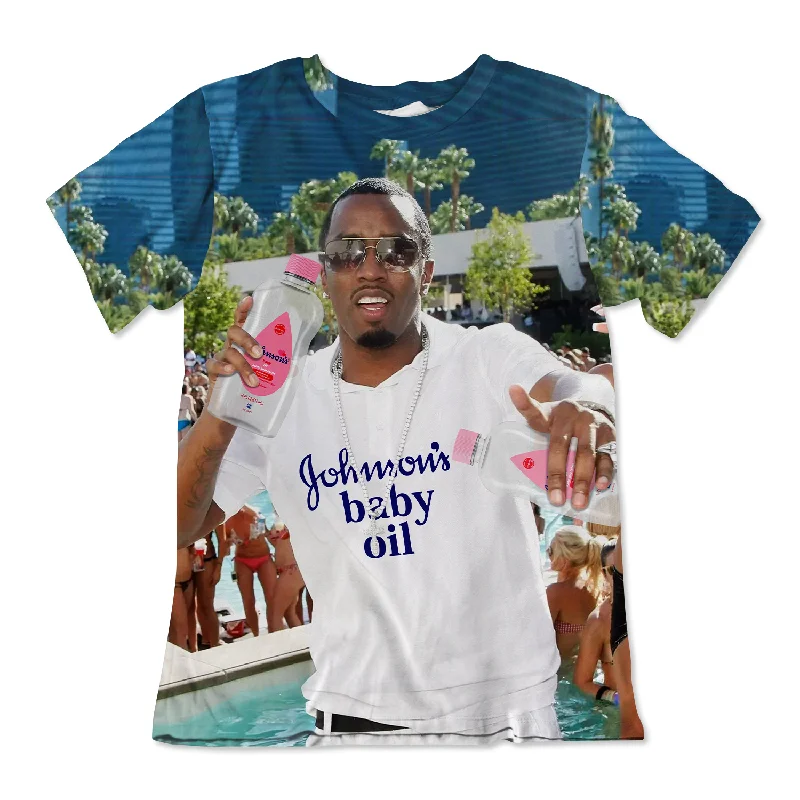 Baby Oil Party Unisex Tee Mesh Blend Leather Blend Suede Blend