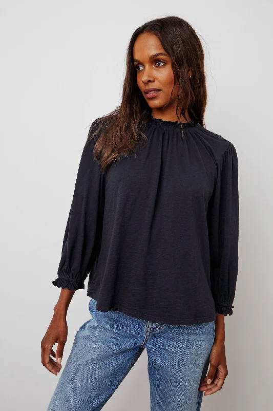 BARBARA 3/4 SLEEVE TEE Cashmere Blend Cotton Blend Poly Blend