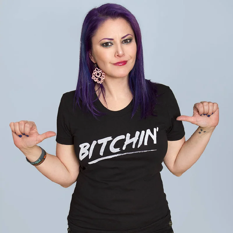 BITCHIN' Women/Junior Fitted T-Shirt Chenille Brocade Lace