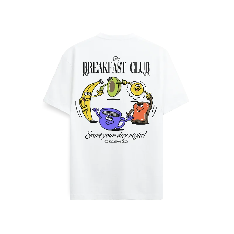 Breakfast Club T-Shirt - White Print Jacquard Patchwork