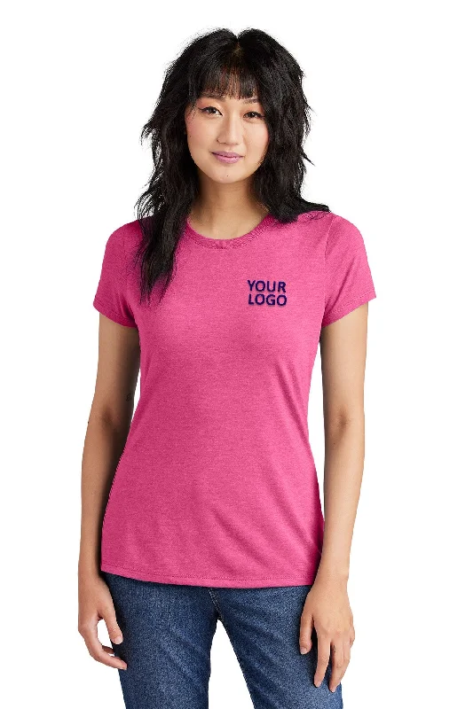 District Made Ladies Perfect Tri Crew Tee's, Fuchsia Frost Silk Blend Satin Velvet