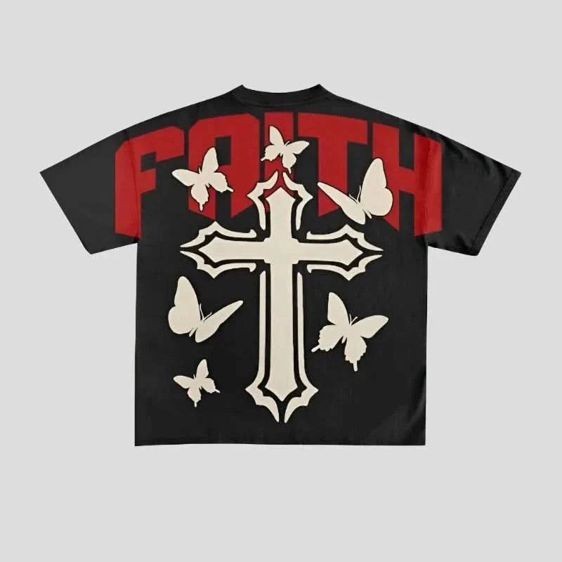 Christian T shirts - Oversized Graphic Faith Printed Tees Collared Crew Neck Turtle Neck