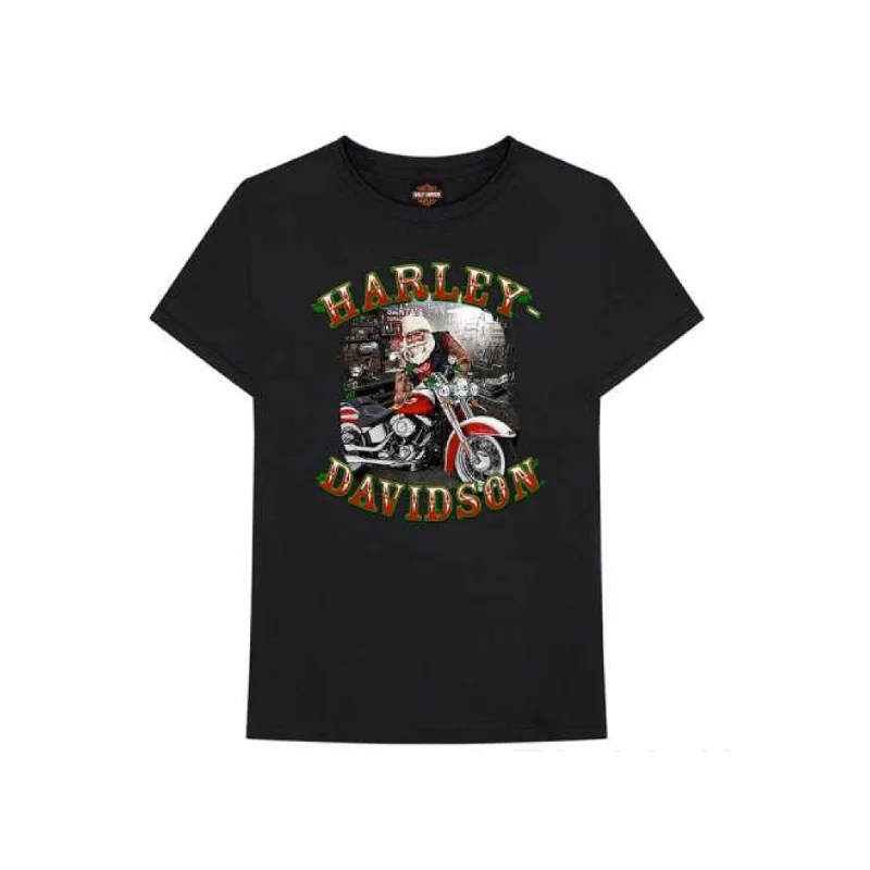 Gasoline Alley Harley-Davidson® Christmas Dealer Tee - Workshop Solid Color Striped Floral