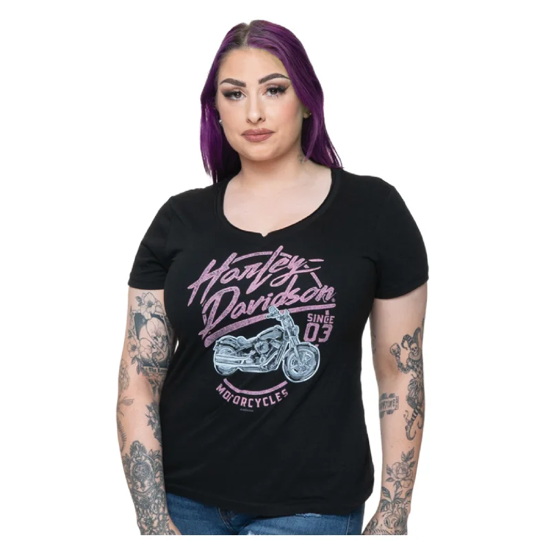 Gasoline Alley Harley-Davidson® Women's Dealer Tee - Control Lace Blend Ribbed Blend Corduroy Blend