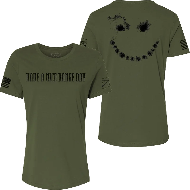 Grunt Style Women's Have A Nice Range Day Relaxed Fit T-Shirt - Military Green Machine Wash Dry Clean Hand Wash