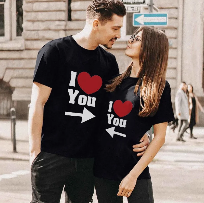 I Love You Heart Arrow Cute Couple Matching Shirt Zippered Front Buttoned Front Snap Front