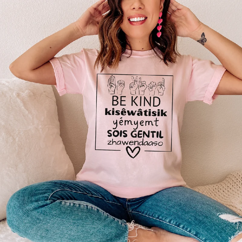 Pink Shirt Day 'Kindness Languages Shirt' S+K Collective Asymmetrical Pockets Print