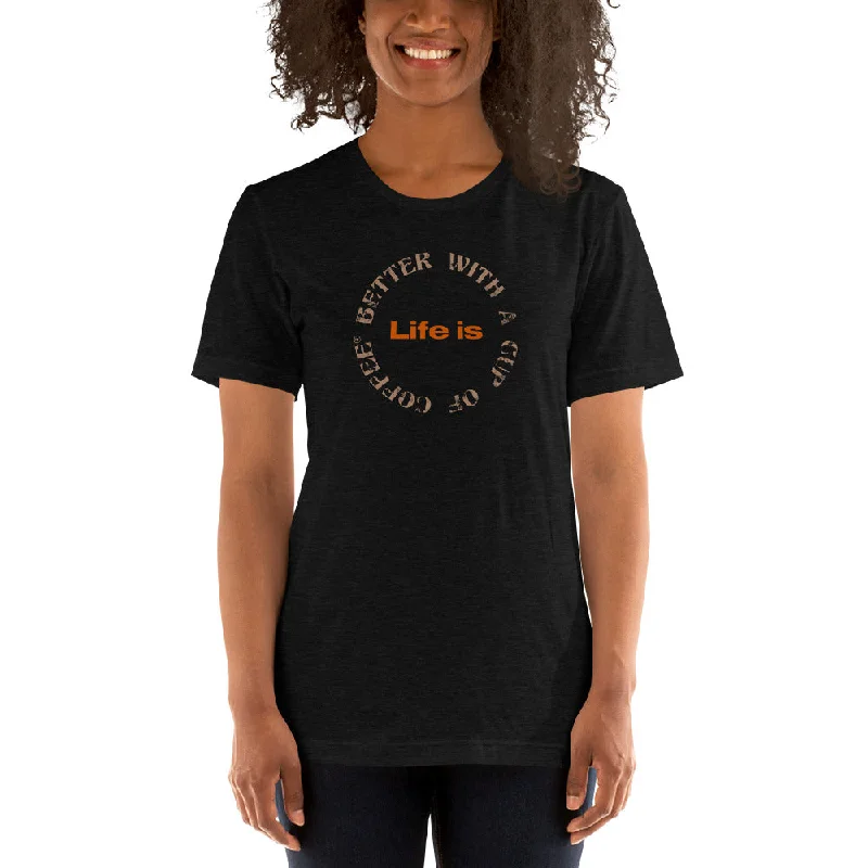 Life is Better with a Cup of Coffee Women's Premium T-Shirt Polka Dot Checkered Tartan