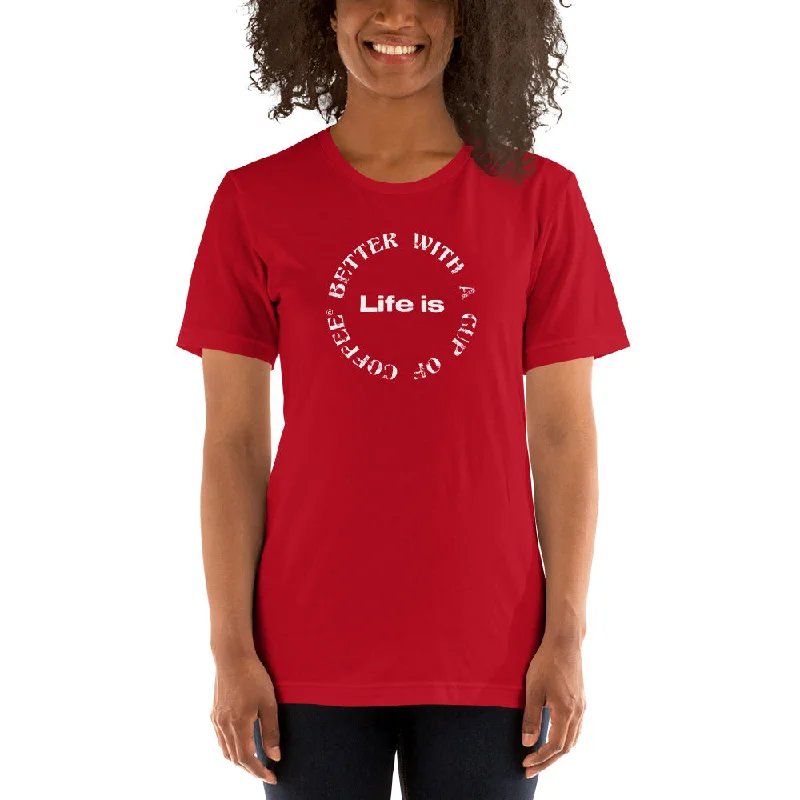 Life is Better with a Cup of Coffee Women's Premium T-Shirt Mesh Fabric Canvas Fabric Denim Fabric