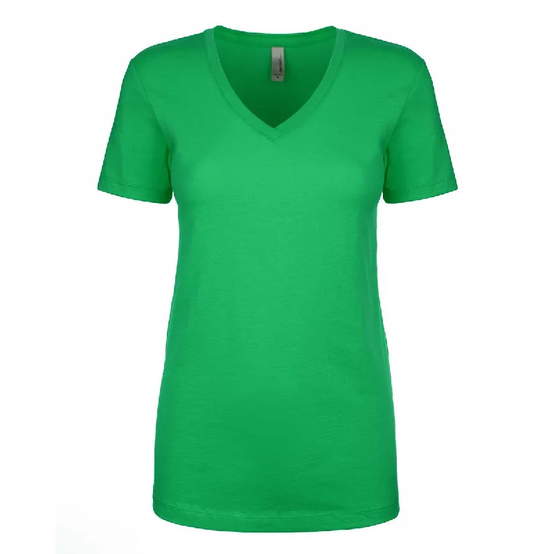 Next Level Women's Kelly Green Ideal V-Neck Tee Terry Blend Velvet Blend Canvas Blend