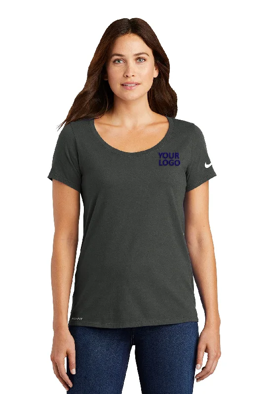 Nike Ladies Dri-FIT Scoop Neck Customized Tees, Anthracite Jersey Fabric Tulle Fabric Batik Fabric