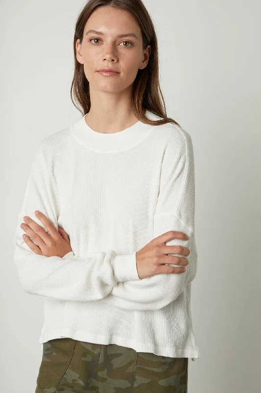 PAIGE OVERSIZED COTTON THERMAL TEE Hooded Caped Shawl Collar