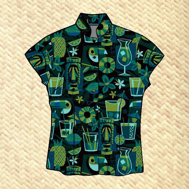 LAST CHANCE, 'Toucan Trader 2nd Edition' Classic Aloha Button Up-Shirt - Womens Cashmere Blend Cotton Blend Poly Blend