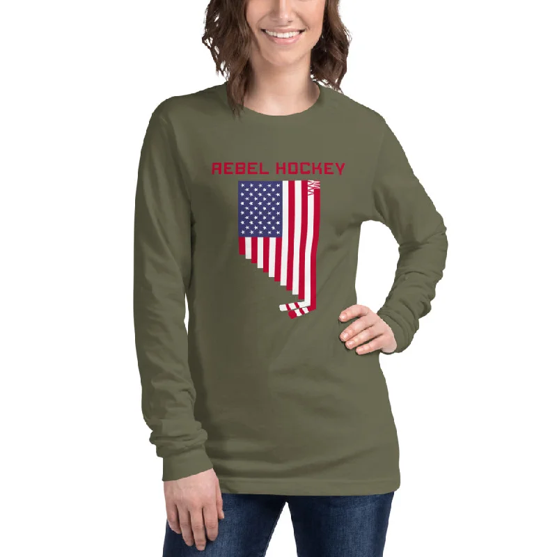 Rebel Hockey x Nevada USA Unisex Long Sleeve Tee Terry Blend Velvet Blend Canvas Blend