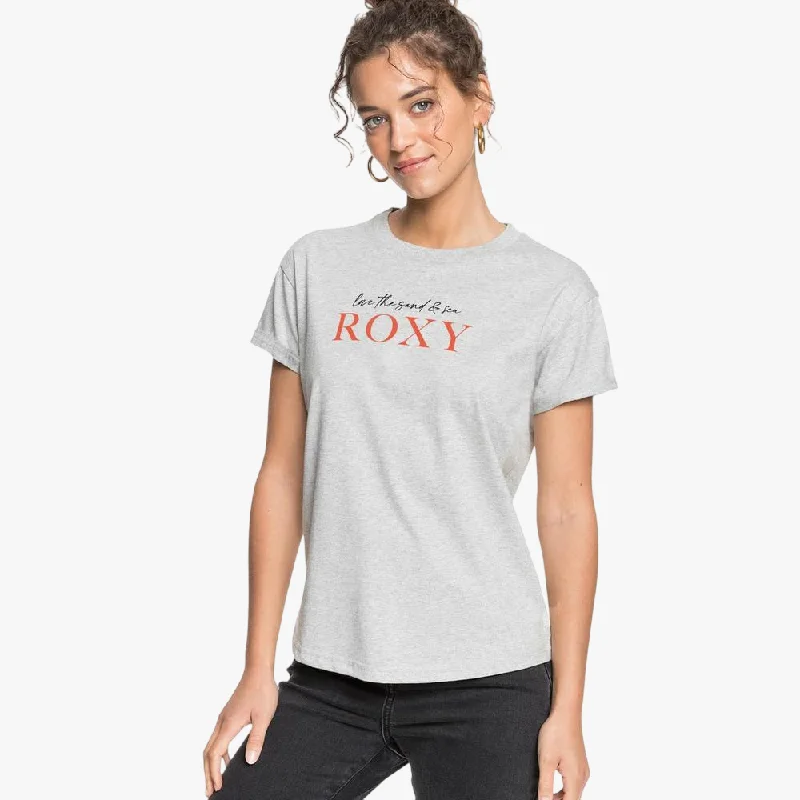 Roxy Womens Noon Ocean Short Sleeve Tee Grey Mel Chenille Blend Fleece Blend Nylon Blend