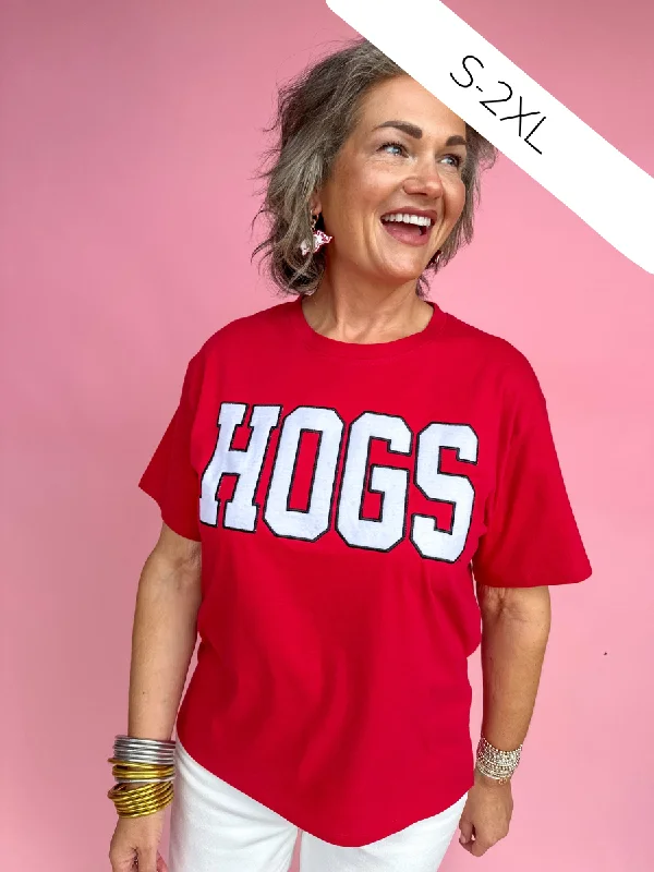 Stewart Simmons | Varsity Hogs Boyfriend Tee Print Jacquard Patchwork