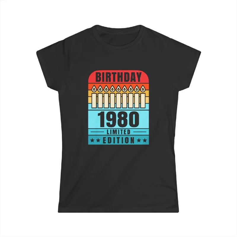 Vintage 1980 TShirt Women Limited Edition BDay 1980 Birthday Womens T Shirt Knit Fabric Woven Fabric Fleece Fabric