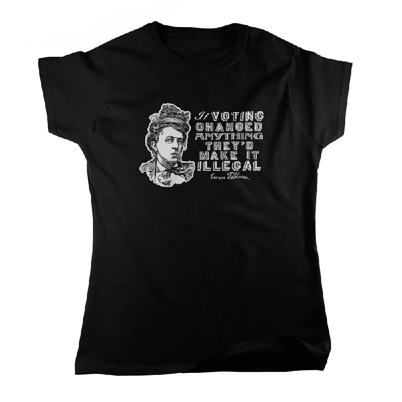 Voting Emma Goldman Quote Ladies Graphic T-Shirt Spandex Blend Rayon Blend Denim Blend