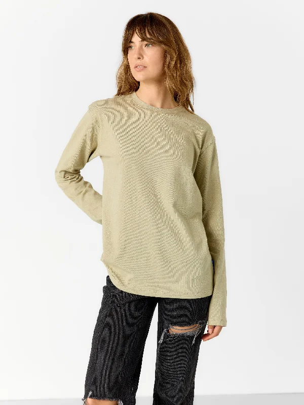 Women's Staple Long Sleeve tee | Moss Embroidered Appliqued Beaded