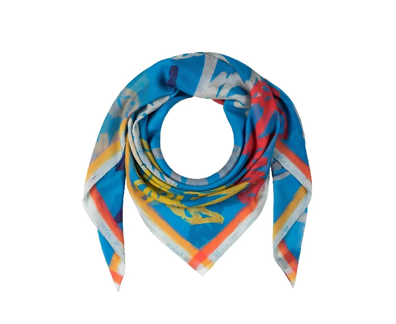 MCM Women's Multicolor Logo Print Silk Wool Large Scarf Shawl Stylish Cashmere Shawl Cape