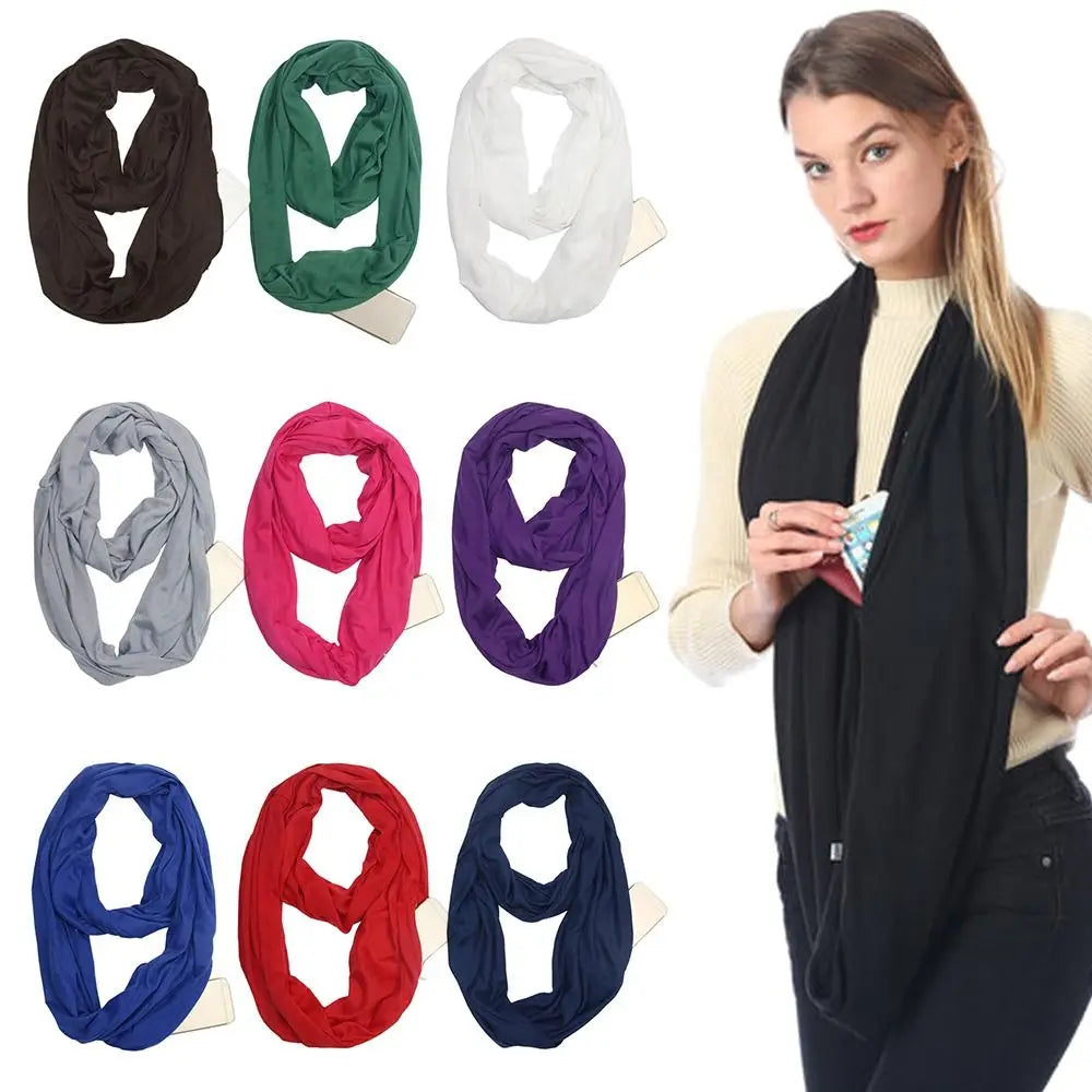 Bib Men Women Shawl Wraps Neck Warmer Circle Loop Scarves Hidden Zip Pocket Infinity Scarf Scarves Elegant Knit Shawl Cape