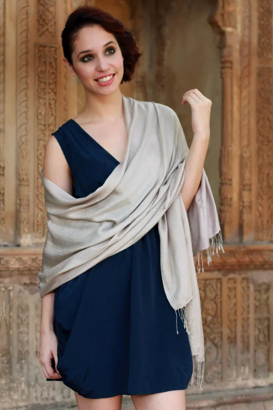 Elegant Taupe Silk shawl Comfortable Shawl Scarf Wrap