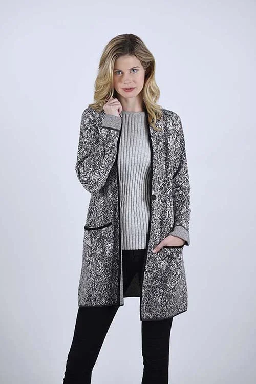 OST TESSY PATTERN SHAWL COLLAR COAT – DOUBLE SIDED Classic Wool Shawl Wrap