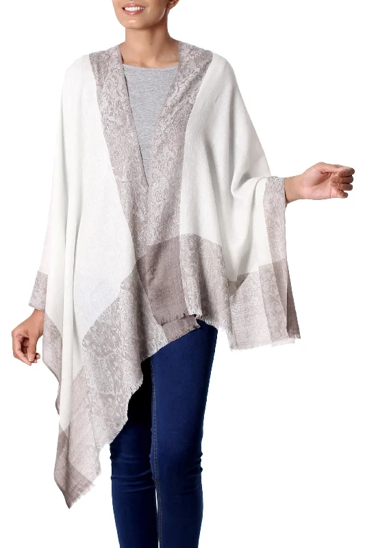 Sophistication Hand Made Wool Shawl with Paisley Motifs from India Luxurious Cashmere Shawl Wrap