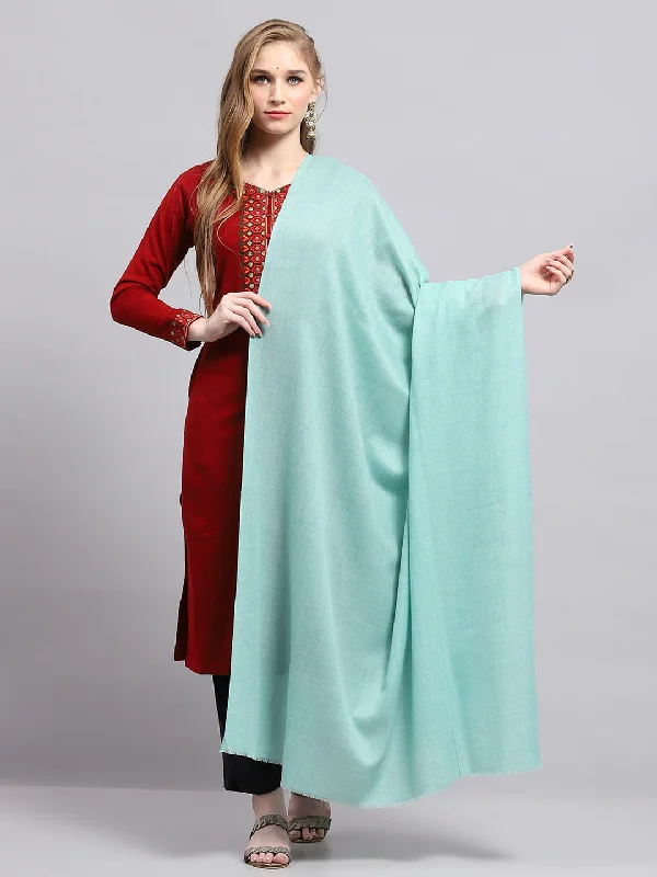 Women Sea Green Solid Shawl Fashionable Wool Blend Shawl