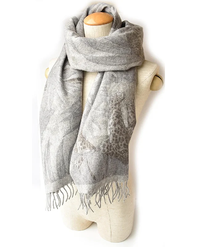 Soft Grey Cashmere Shawl by LuxUness - Pre-Owned Authentic Salvatore Ferragamo Classic Wool Shawl Wrap