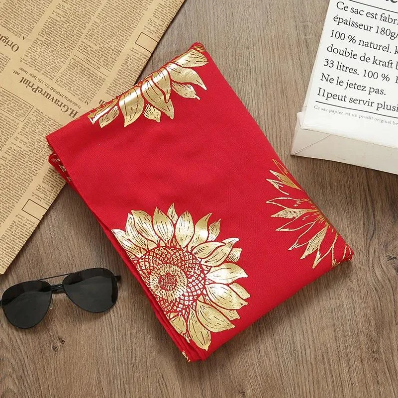 Autumn and Winter Chinese Style Printed Scarf Ethnic Style Red Silk Shawl All-match Scarf Women Lightweight Cotton Shawl