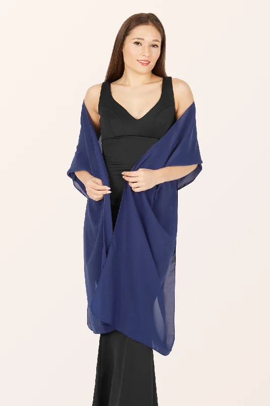 Chiffon Shawl - Midnight Blue Cozy Chunky Knit Shawl