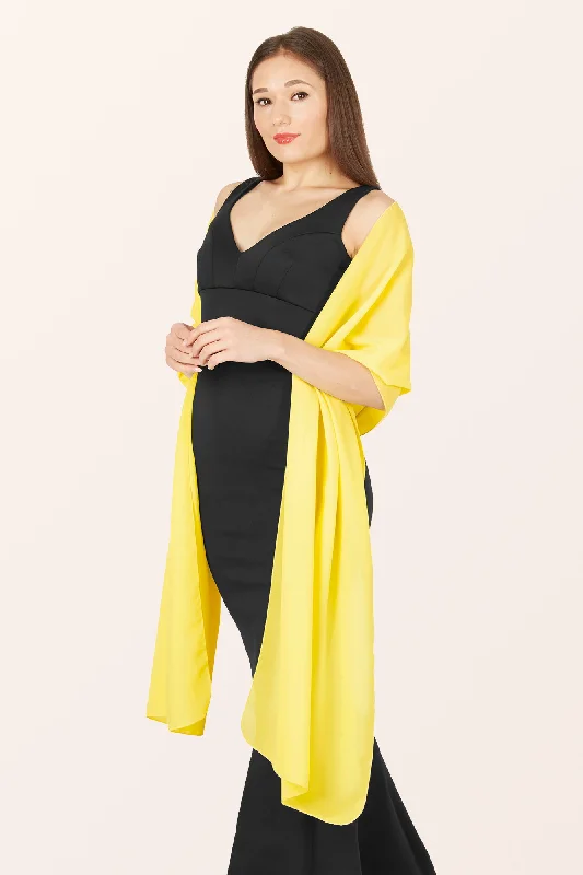 Chiffon Shawl - Yellow Soft Cashmere Shawl Poncho