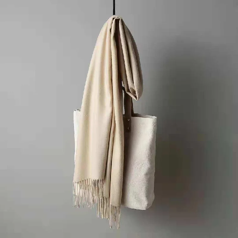 Cashmere Scarf Women Thick Warm Shawls Wraps Lady Solid Scarves Fashion Tassels Pashmina Blanket Warm Knit Shawl Wrap