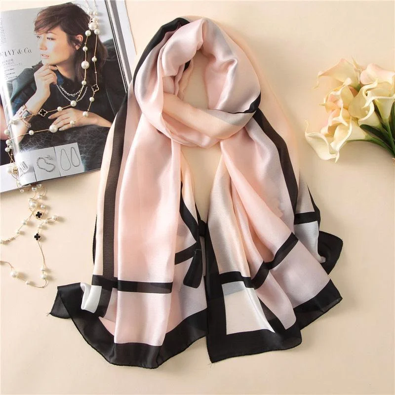 Flower Wrap Shawl Silk Imitation Satin Women Elegant Scarf  All-match Headscarf Sunscreen Gauze Shawl Elegant Lace Shawl Wrap