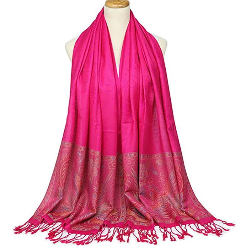 Scarf Autumn and Winter Women's Dual-use Warmth Thick Super Long Chinese Style Scarf Fashion Printing Fringed Scarf Shawl Comfortable Knitted Shawl Wrap