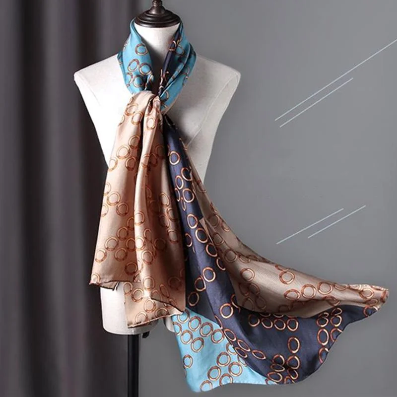 Scarf Flower Wrap Shawl Silk Imitation Satin Women Elegant All-match Headscarf Sunscreen Gauze Shawl Trendy Boho Style Shawl