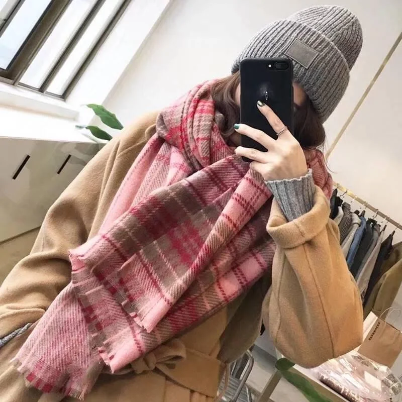 Scarf for Women Plaid Bufandas Mujer Warm Scarf Women Winter Scarves Shawls Stoles Blanket Scarf Warm Woolen Shawl Wrap