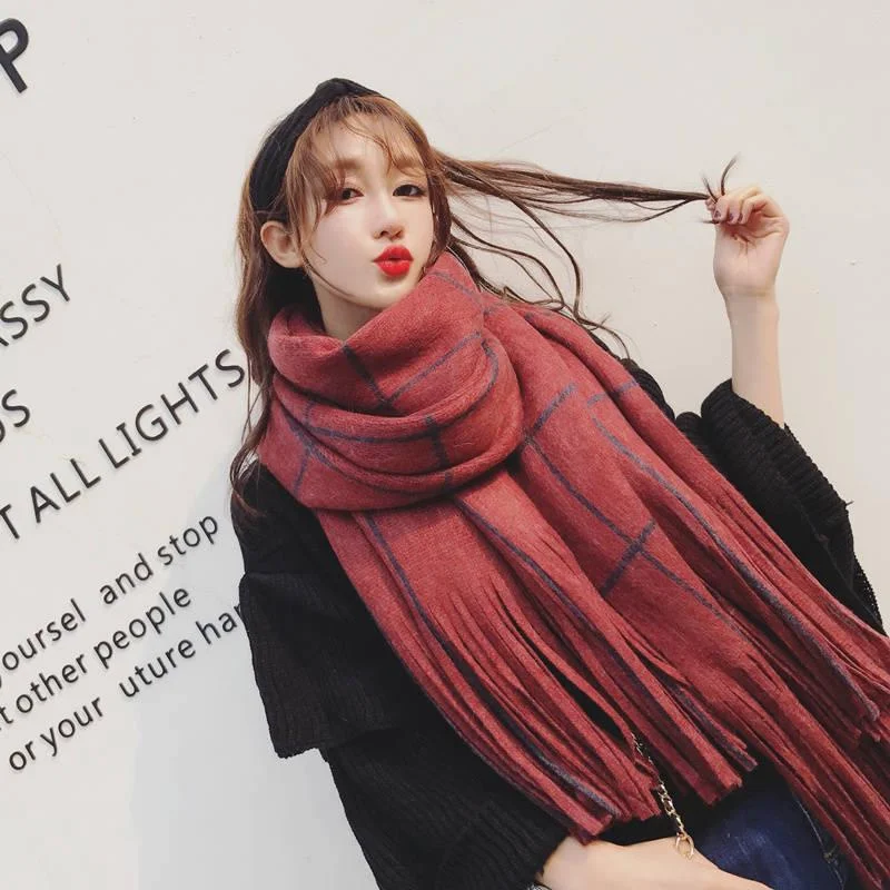 Scarf for  Women Winter Fashion Solid Soft Cashmere Scarves Ladies Pashmina Shawls Wraps Female Tassel Stylish Cashmere Shawl Wrap