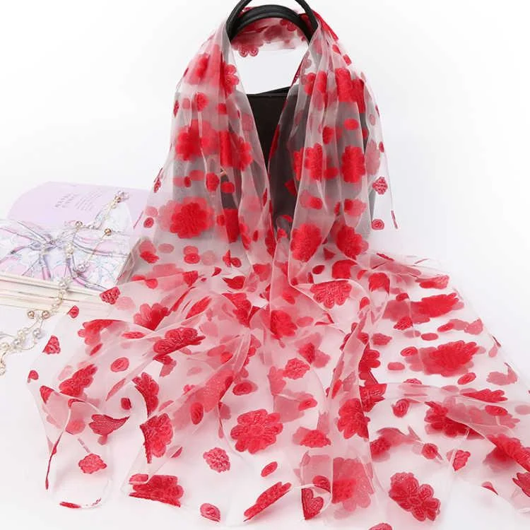 Scarf Women Fashion Flowers Scarves Elegant Lady's Beach Cove Up Winter Scarf for Women Shawl Elegant Lace Shawl Wrap