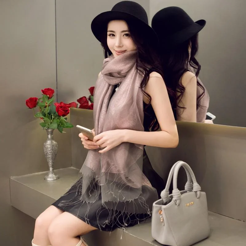 Scarf Women Fashion Solid Color Long Soft Wrap Scarf Ladies Shawl Chiffon Scarves Cozy Wool Shawl Scarf