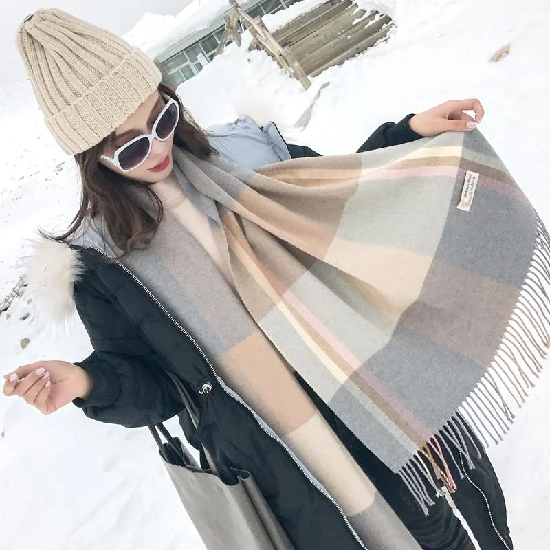 Scarfs for Women Plaid Wool Scarves for Women Winter Warm Female Poncho Cape Fashion Lady Shawls Comfortable Embroidered Shawl