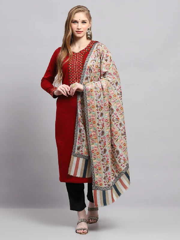 Women Multicolor Embroidered Shawl Luxurious Silk Shawl Cape