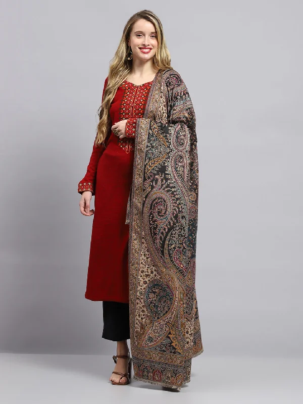 Women Multicolor Self Design Shawl Cozy Woolen Shawl Scarf