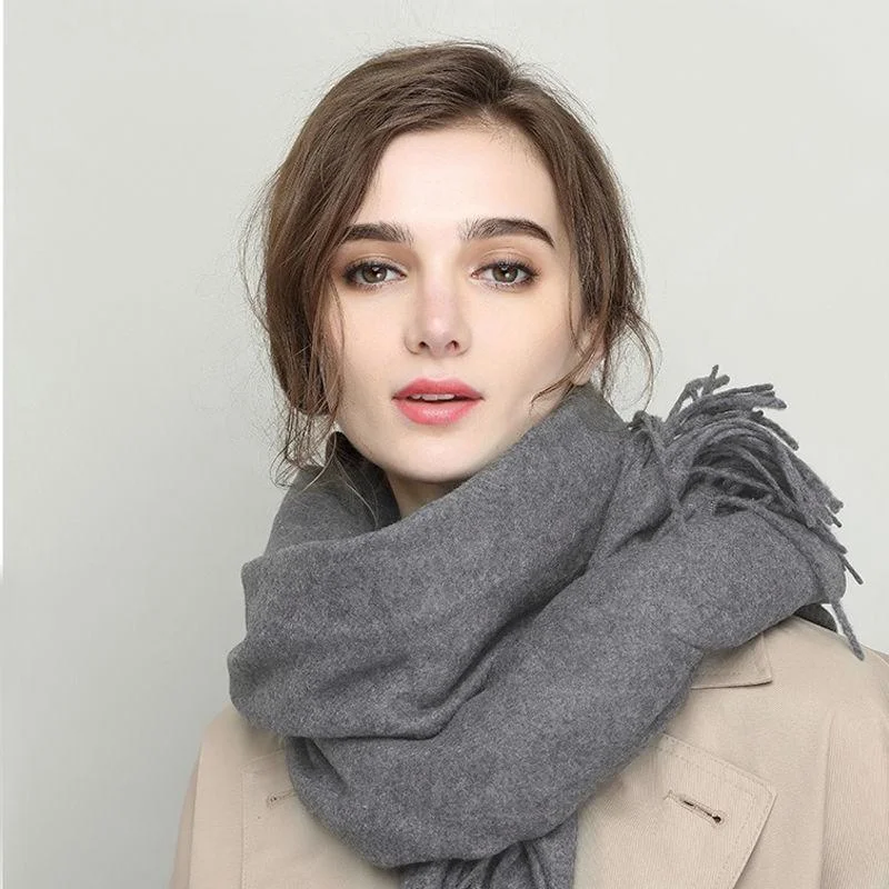 Scarf Women Winter Scarf Pure Cashmere Scarves Thick Headband Hijab Lady Shawls Wraps Blanket Cozy Fleece Shawl Cape