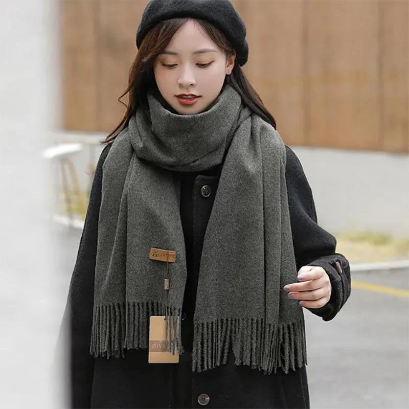 Scarf Women's Winter Warmth Solid Color Thick High-end Autumn Shawl Dual-use Versatile Neck and Collar Comfortable Shawl Scarf Wrap