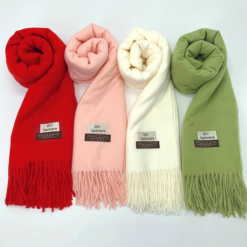 Scarves 1PC 200x70CM Fashion Men Women Unisex Cashmere Scarf Thick Wrap Shawl Warm Solid Color Scarves Classic Shawl with Tassels